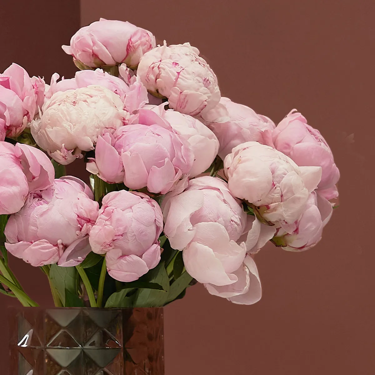 PEONY GALORE ON GLASSVASE 1 1 PEONY GALORE ON GLASSVASE 1 1
