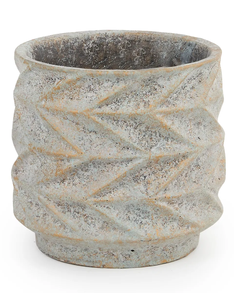 Roah Blue cement pot carved round L 715012 17 x 17 x 16 Roah Blue cement pot carved round L 715012 17 x 17 x 16
