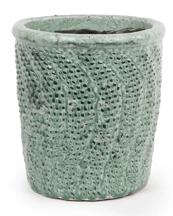 SCALE GREEN CERAMIC POT ROUND L 705500 19.5X18CM