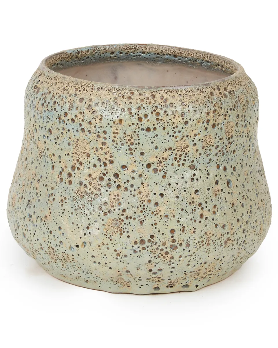 Salty Light Blue Ceramic Coral Pot Round M 686797 Salty Light Blue Ceramic Coral Pot Round M 686797