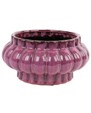 Sannee Red ceramic pot ribbed wide middle low L716649 30 x 30 x 16.5